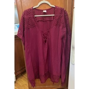Merona Swimsuit Coverup Cover Up  Crochet Tassels Wine Red Women’s M